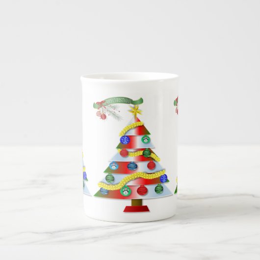 Kerstmis, Mok, kerstboom Porselein Kop (Voorkant)