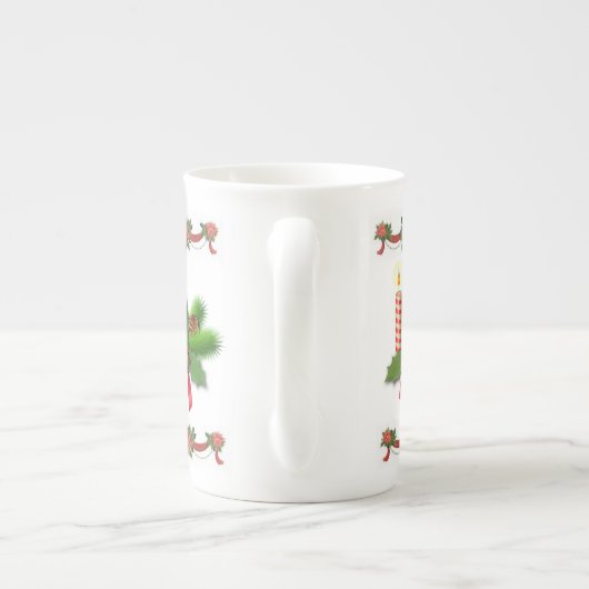 Kerstmis, Mok, kerstkaars Porselein Kop (Achterkant)