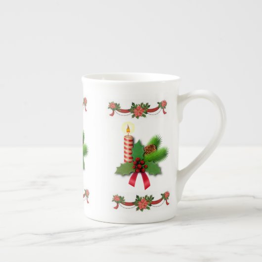 Kerstmis, Mok, kerstkaars Porselein Kop (Rechts)