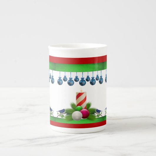 Kerstmis, Mok, kerstkaars Porselein Kop (Voorkant)