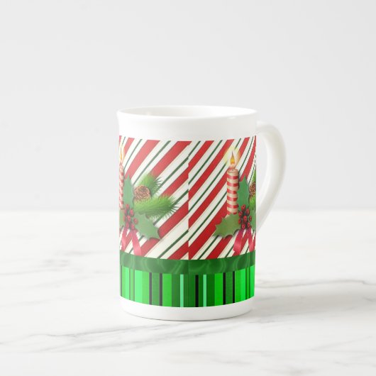 Kerstmis, Mok, kerstkaars Porselein Kop (Voorkant rechts)