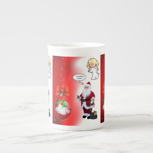 Kerstmis Mok, kerstman Porselein Kop (Voorkant)