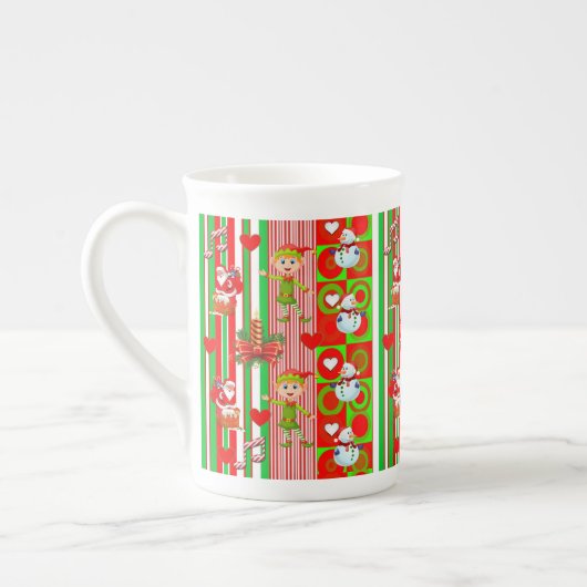 Kerstmis, Mok, Kerstman, prettige kerst Porselein Kop (Links)