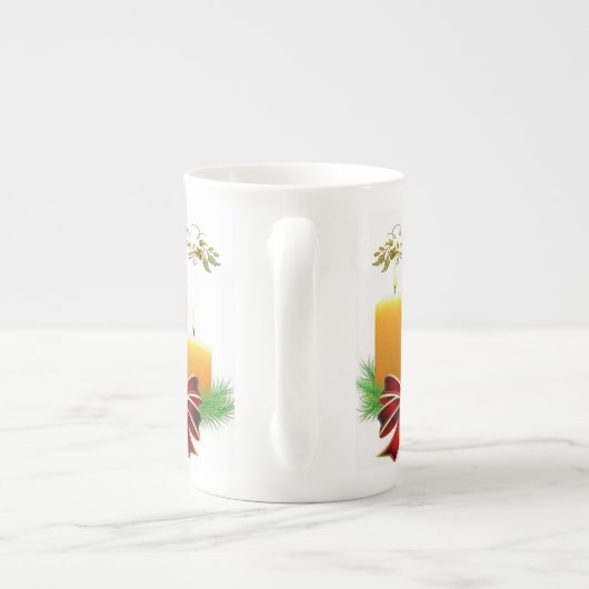 Kerstmis, Mok, Prettige feestdagen, kerstkaars Porselein Kop (Achterkant)