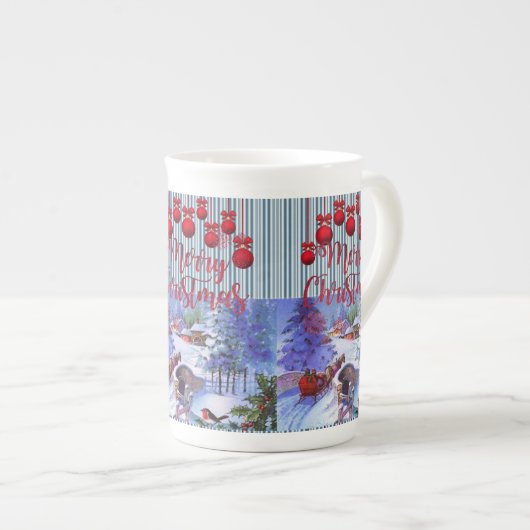 Kerstmis Mok, prettige kerst Porselein Kop (Voorkant rechts)