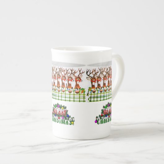 Kerstmis, Mok, rendier, pretkerst Porselein Kop (Voorkant rechts)