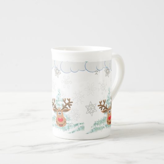 Kerstmis, Mok, rendiertje Porselein Kop (Voorkant rechts)