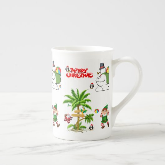 Kerstmis Mok, Sneeuwman, Zomerstrand Santa Porselein Kop (Rechts)