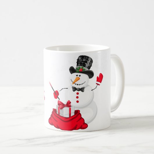 Kerstmis Mok-Snowman Koffiemok (Voorkant rechts)