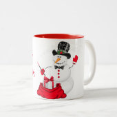 Kerstmis Mok-Snowman Tweekleurige Koffiemok (Voorkant rechts)