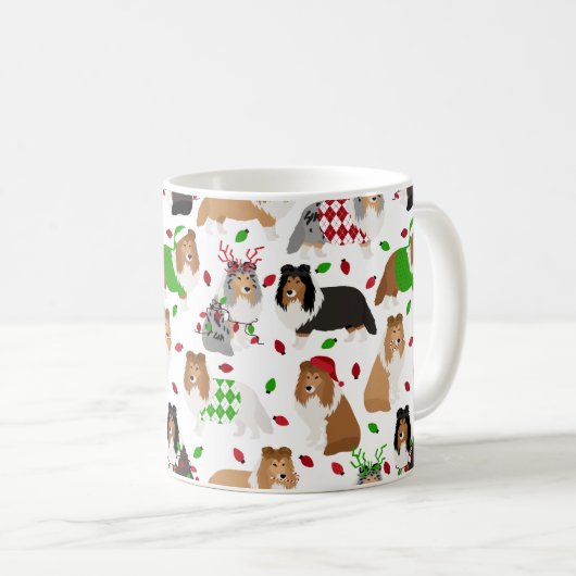 Kerstmis: Mok van de  van Shetland Sheepdog Coffee (Voorkant rechts)