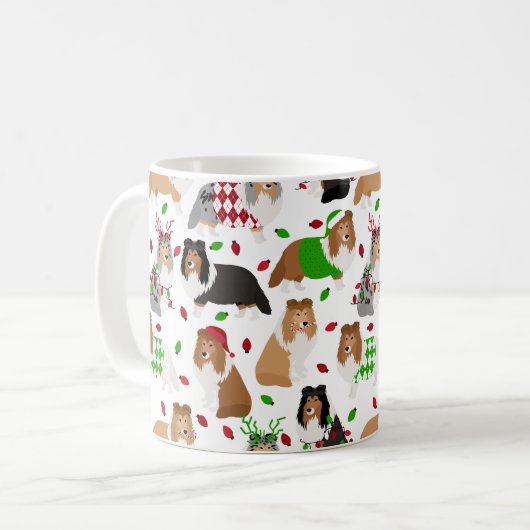 Kerstmis: Mok van de  van Shetland Sheepdog Coffee (Voorkant links)