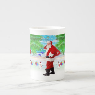 Kerstmis Mok, zomerstrand Santa Porselein Kop