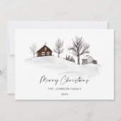 Kerstmis Monochrome Winter Landschap Fotokaart Feestdagenkaart (Achterkant)