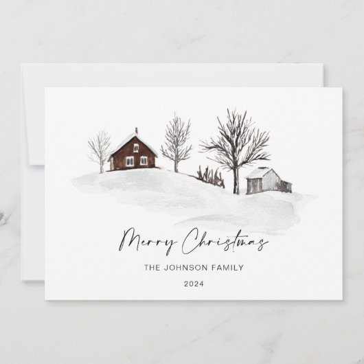 Kerstmis Monochrome Winter Landschap Fotokaart Feestdagenkaart (Achterkant)