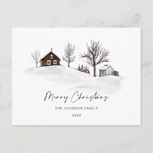 Kerstmis Monochrome Winter Landschap Niet Foto Briefkaart (Voorkant)