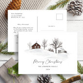 Kerstmis Monochrome Winter Landschap Niet Foto Briefkaart