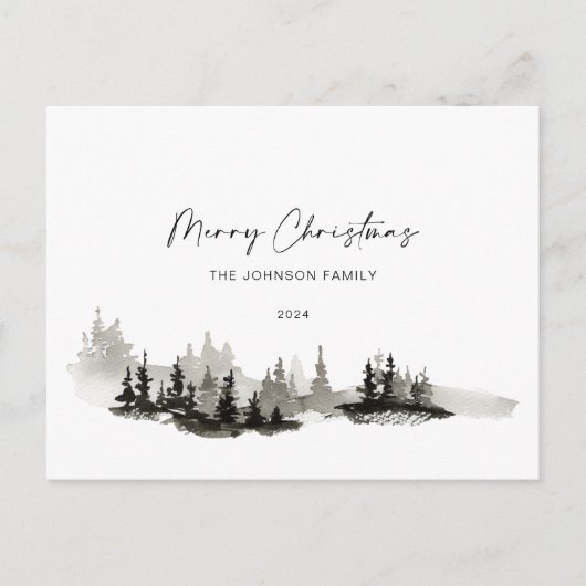 Kerstmis Monochrome Winter Landschap Niet Foto Briefkaart (Voorkant)