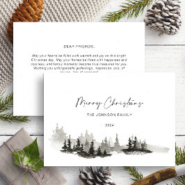 Kerstmis Monochrome Winter Landschap Niet Foto Feestdagenkaart