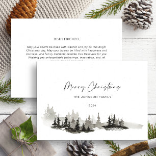 Kerstmis Monochrome Winter Landschap Niet Foto Feestdagenkaart