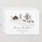 Kerstmis Monochrome Winter Landschap Niet Foto Feestdagenkaart (Voorkant)