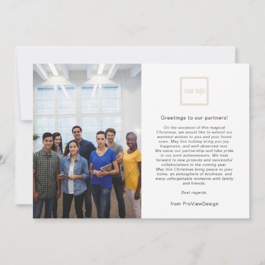 Kerstmis Monochroom Winter Landschap Business Feestdagenkaart (Achterkant)