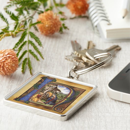 KERSTMIS MONOGRAAM KERSTPERKAMENT SLEUTELHANGER (Zijkant)