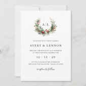 Kerstmis Monogram Bruiloft Kaart (Voorkant)