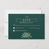 Kerstmis Monogram Bruiloft RSVP Kaartje (Voorkant)
