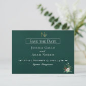 Kerstmis Monogram Bruiloft Save The Date (Staand voorkant)