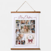 Kerstmis Monogram Crest 10-Foto Collage Hangend Wandkleed (Voorkant)