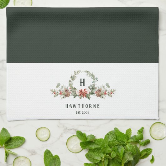 Kerstmis: Monogram feestdag Theedoek (Gevouwen)