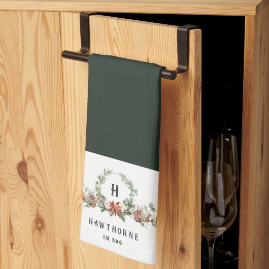 Kerstmis: Monogram feestdag Theedoek (Derde Gevouwen)