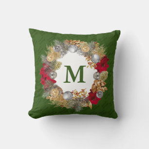 Kerstmis: MONOGRAM Green Kussen