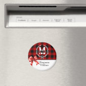 Kerstmis Monogram Krans Buffalo Plaid Magneet (Insitu (Vaatwasser))
