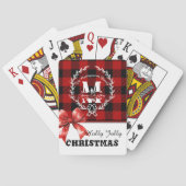 Kerstmis Monogram Krans Buffalo Plaid Pokerkaarten (Achterkant)