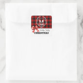 Kerstmis Monogram Krans Buffalo Plaid Vierkante Sticker (Tas)