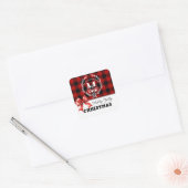 Kerstmis Monogram Krans Buffalo Plaid Vierkante Sticker (Envelop)