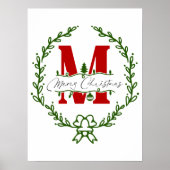 Kerstmis Monogram Krans Muur Kunst Poster (Voorkant)