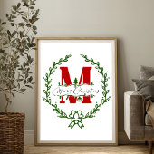Kerstmis Monogram Krans Muur Kunst Poster