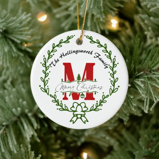 Kerstmis Monogram Krans Ornament (Boom)