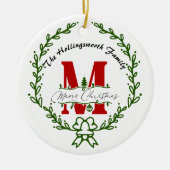 Kerstmis Monogram Krans Ornament (Voorkant)