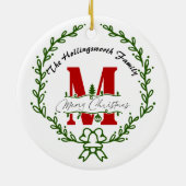 Kerstmis Monogram Krans Ornament (Achterkant)