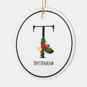 Kerstmis Monogram Letter T Persoonlijk Keramisch Ornament (Links)