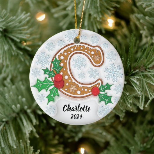 Kerstmis Monogram Ornament met Letter C (Boom)