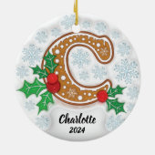 Kerstmis Monogram Ornament met Letter C (Achterkant)