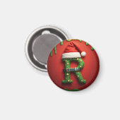Kerstmis Monogram R met Sinterklaas Hoed – Kerstca Magneet (Voorkant / Achterkant)