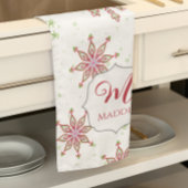 Kerstmis monogram Schattige Kleurrijke Sneeuwvlok Theedoek