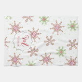 Kerstmis monogram Schattige Kleurrijke Sneeuwvlok Theedoek (Horizontaal)