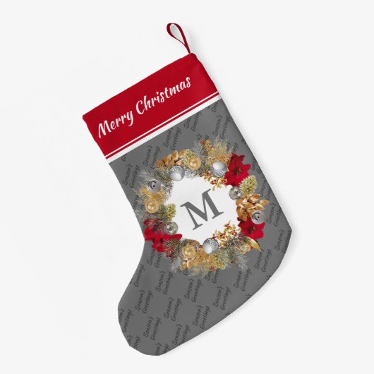 Kerstmis: MONOGRAM Silver Grey Kleine Kerstsok (Achterkant (Hangend))
